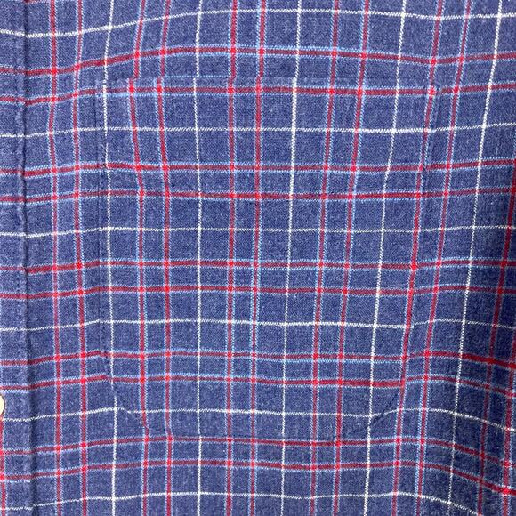 NWOT AMERICAN EAGLE Shirt Men L Plaid Flannel Classic Fit Blue Red Button-Down - Picture 5 of 9